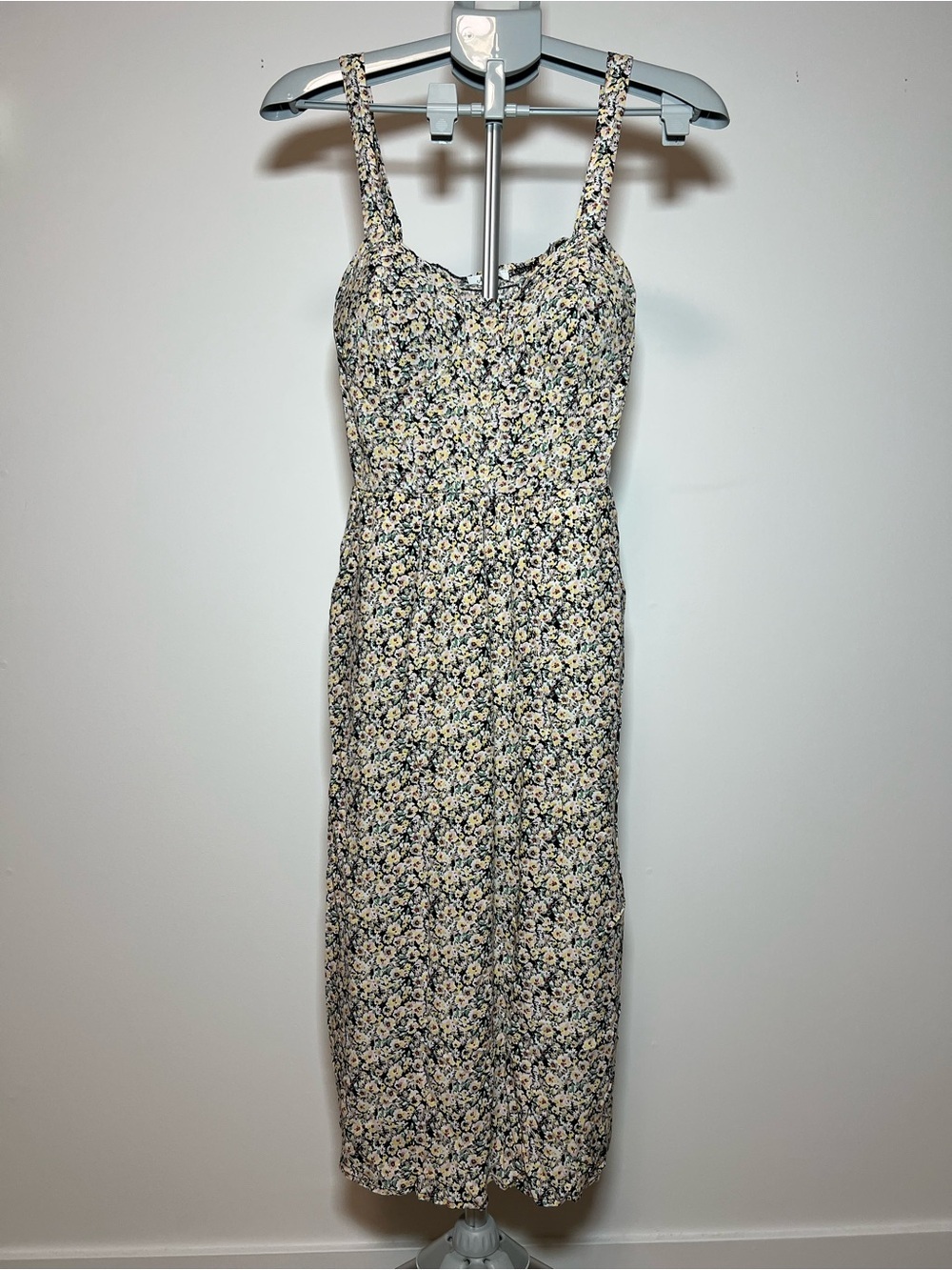 A.U.W Summer Floral Sundress with Pockets and Sweetheart Neckline Women’s Large